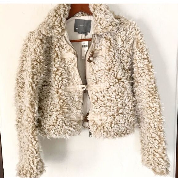 Anthropologie Brenna Beige/Tan Fake Fur Coat Jacket Size XS NWT - Picture 7 of 12